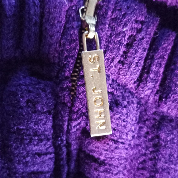 Vintage St. John Purple Cable Knit Cropped Cardigan Size Large - Picture 3 of 9